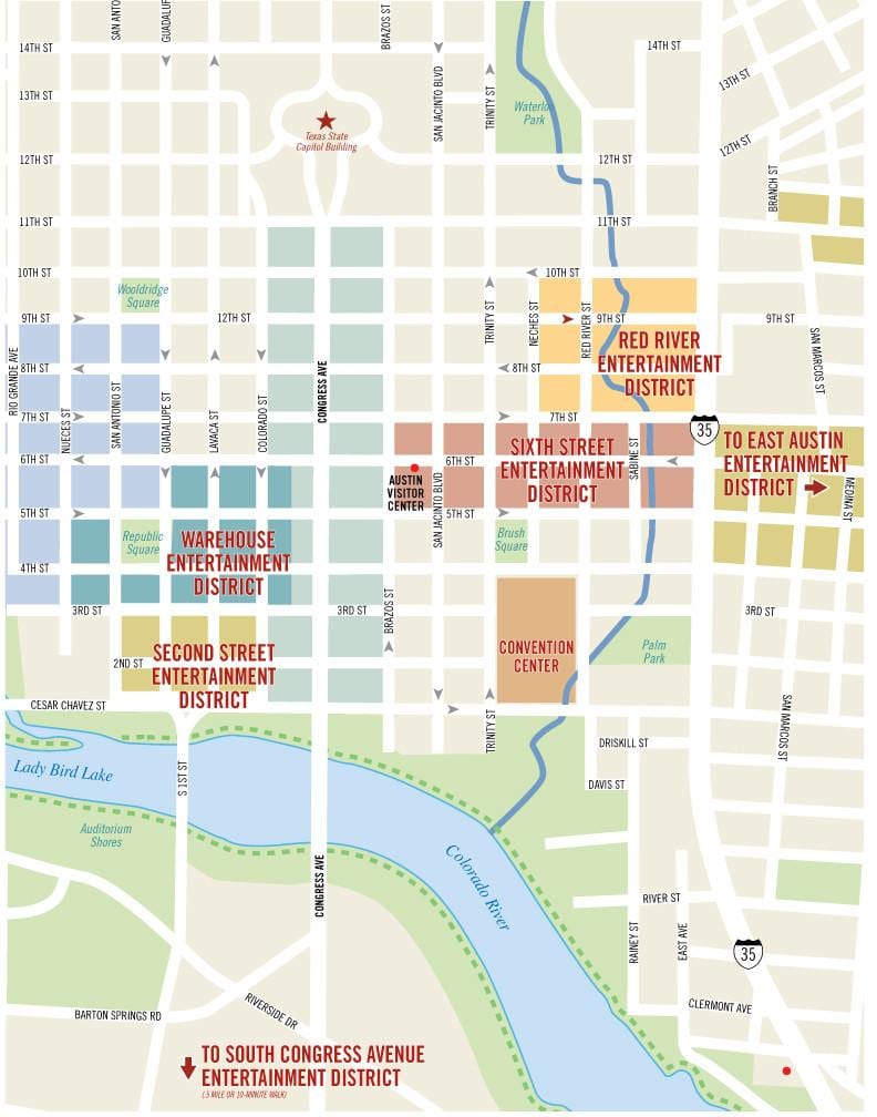 אוסטין 6th street map